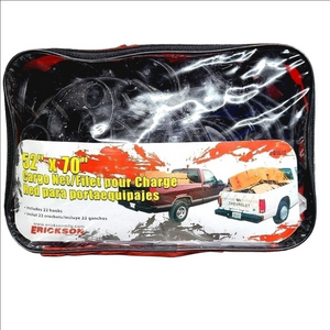 🆕️CARGO NET 52"×70" ERICKSON MANUFACTURER W/22 BLACK HOOKS IN ZIPPER CASE